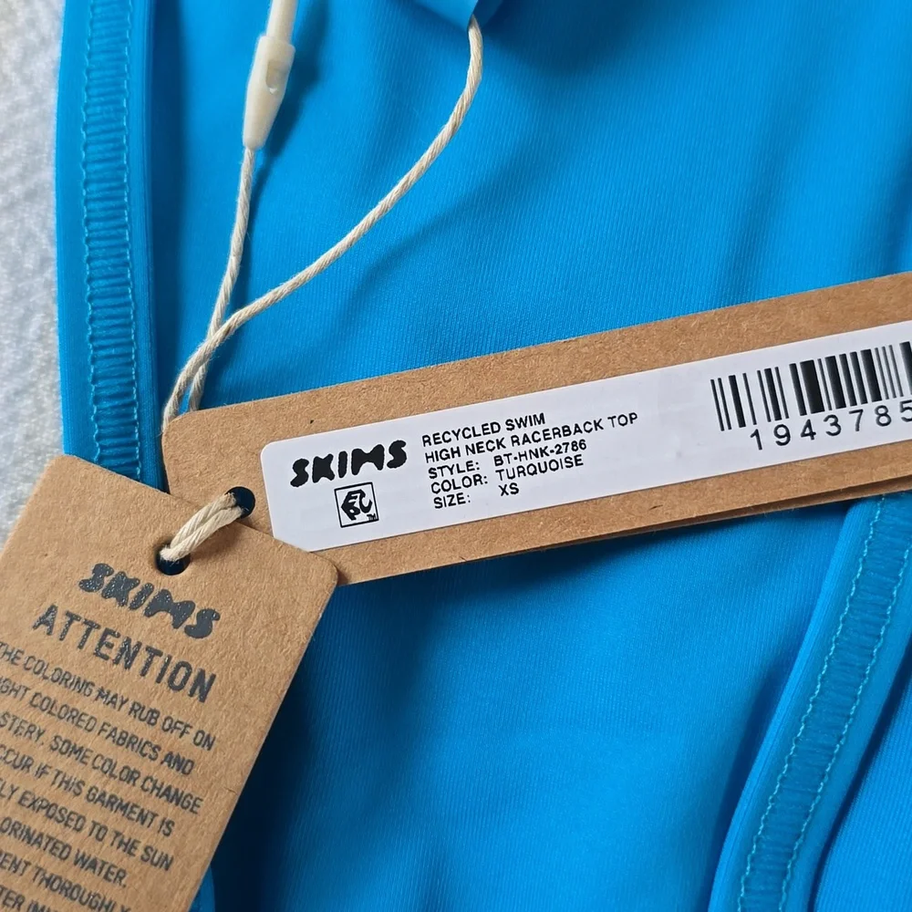 SKIMS Recycled Swim HighNeck Racerback Top Size:XS Turquoise